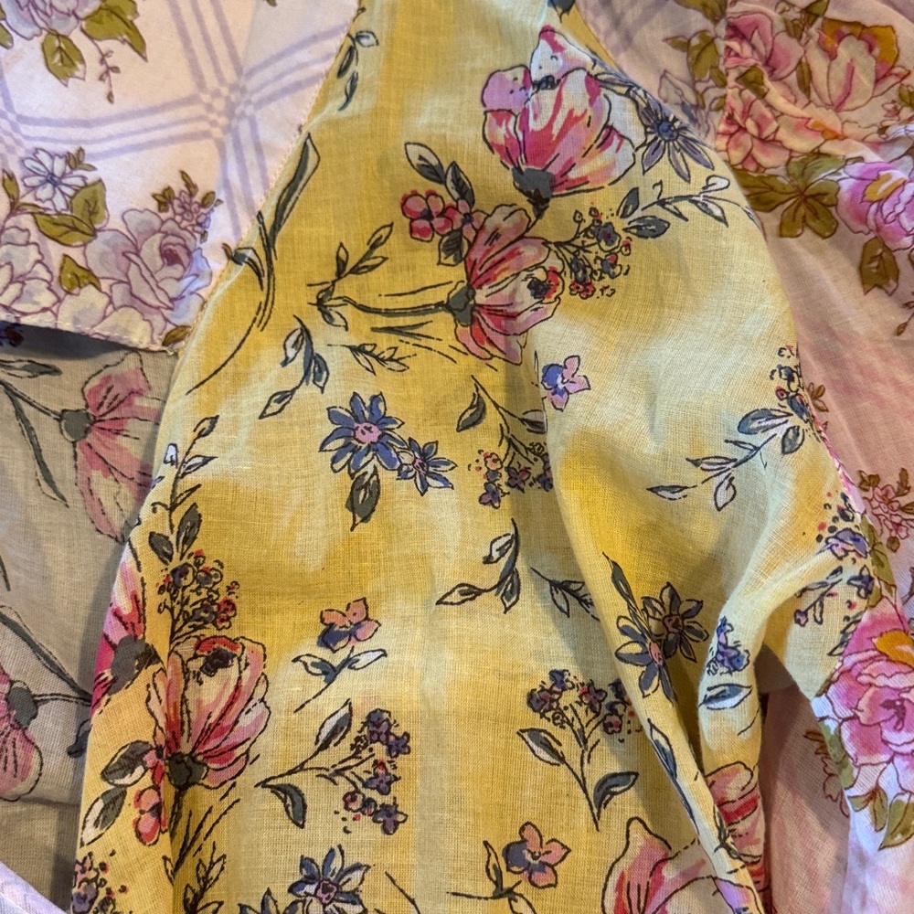 FREE PEOPLE Sz L Wrap Top Lucky Penny Floral Cropped Boho Chic Retro Romantic - Picture 14 of 15